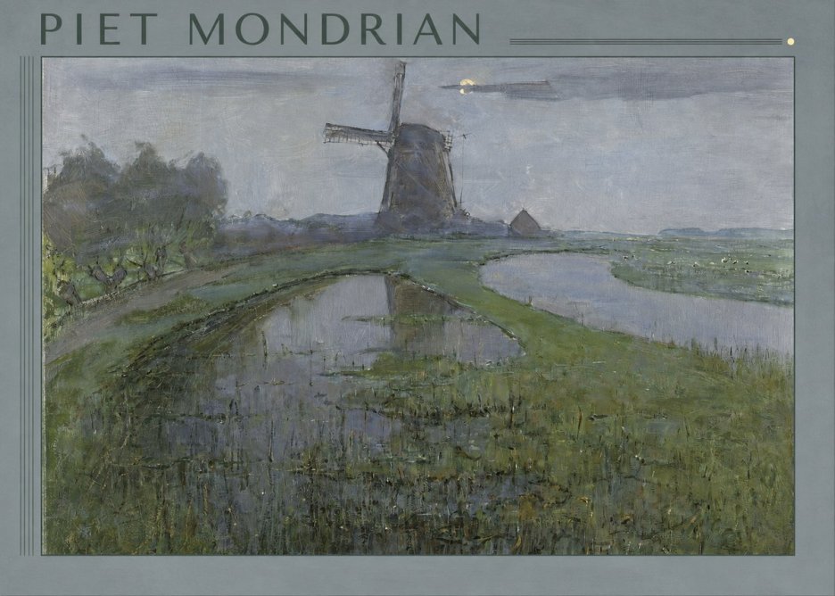 Piet Mondrian Windmill by the Water II No1 - Plakát