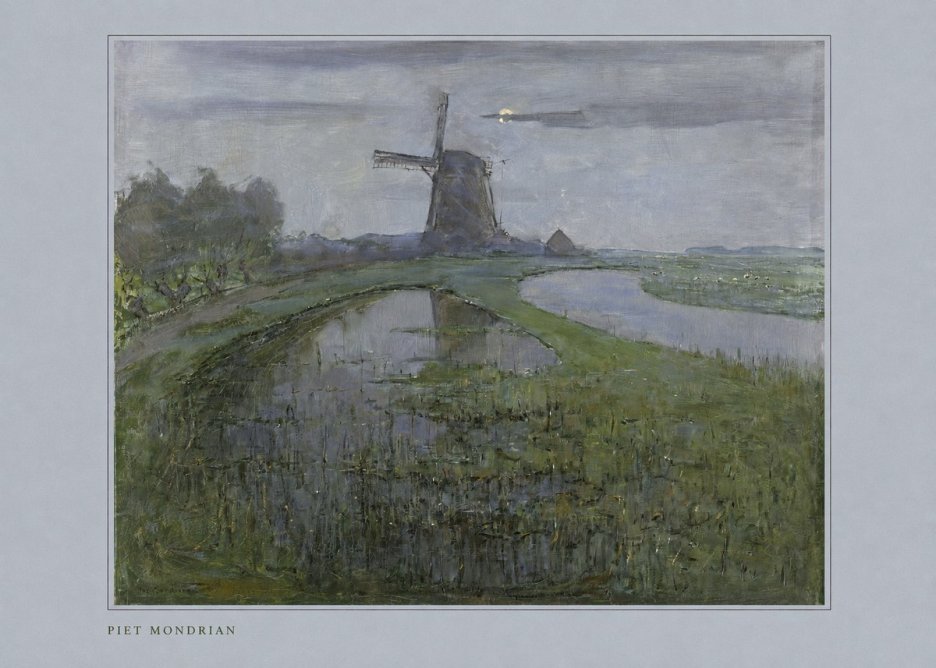 Piet Mondrian Windmill by the Water II No3 - Plakát