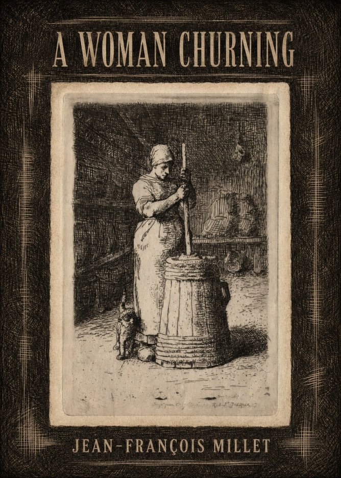 Jean-François Millet A Woman Churning No4 - Plakát