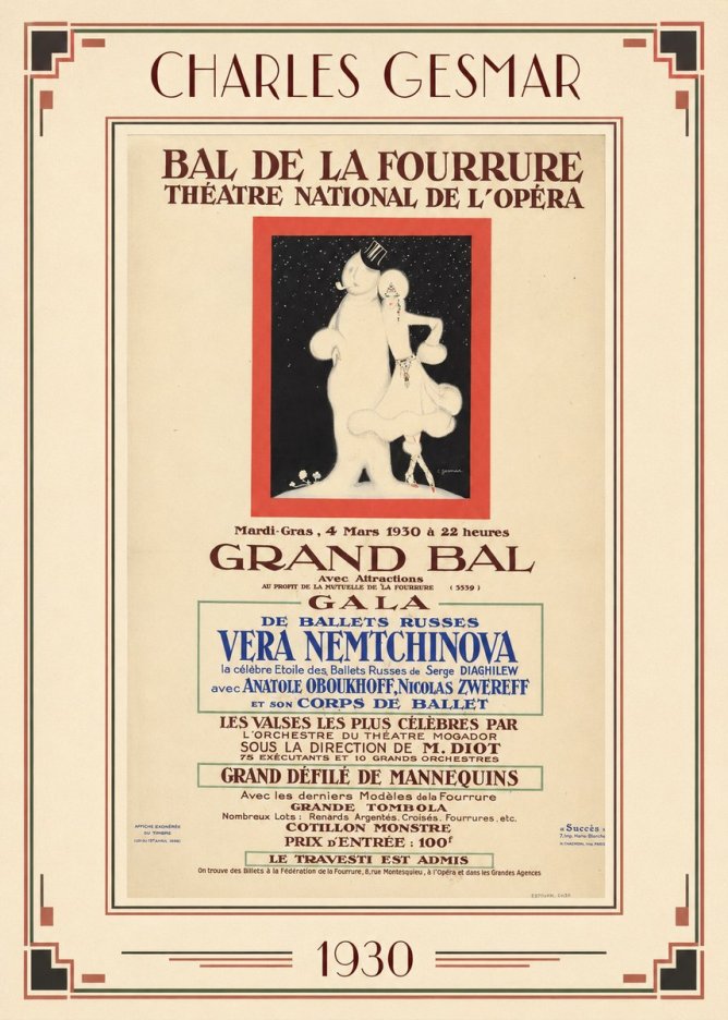 Charles Gesmar Bal De La Fourrure Théâtre National De L'opéra No1 - Plakát