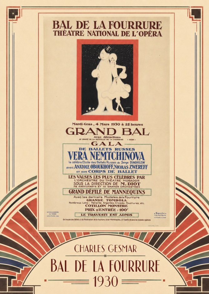 Charles Gesmar Bal De La Fourrure Théâtre National De L'opéra No3 - Plakát