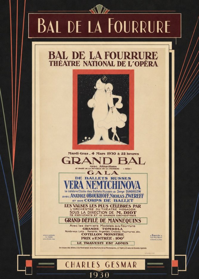 Charles Gesmar Bal De La Fourrure Théâtre National De L'opéra No4 - Plakát