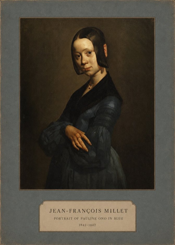 Jean-François Millet Portrait of Pauline Ono in Blue No2 - Plakát