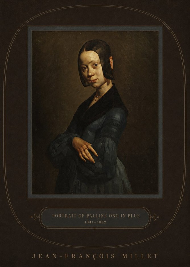 Jean-François Millet Portrait of Pauline Ono in Blue No4 - Plakát