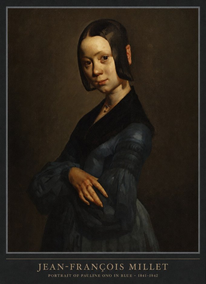 Jean-François Millet Portrait of Pauline Ono in Blue No6 - Plakát