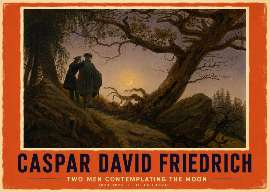 Caspar David Friedrich Two Men Contemplating the Moon II No4 - Plakát