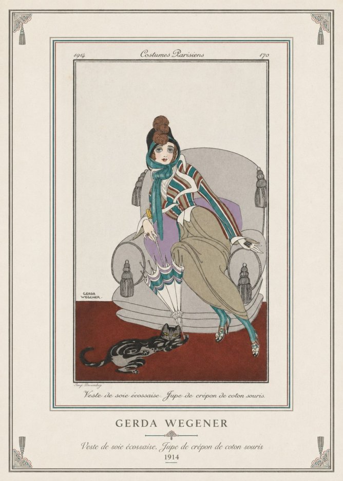 Gerda Wegener Veste De Soie Écossaise. Jupe De Crépon De Coton Souris. No3 - Plakát