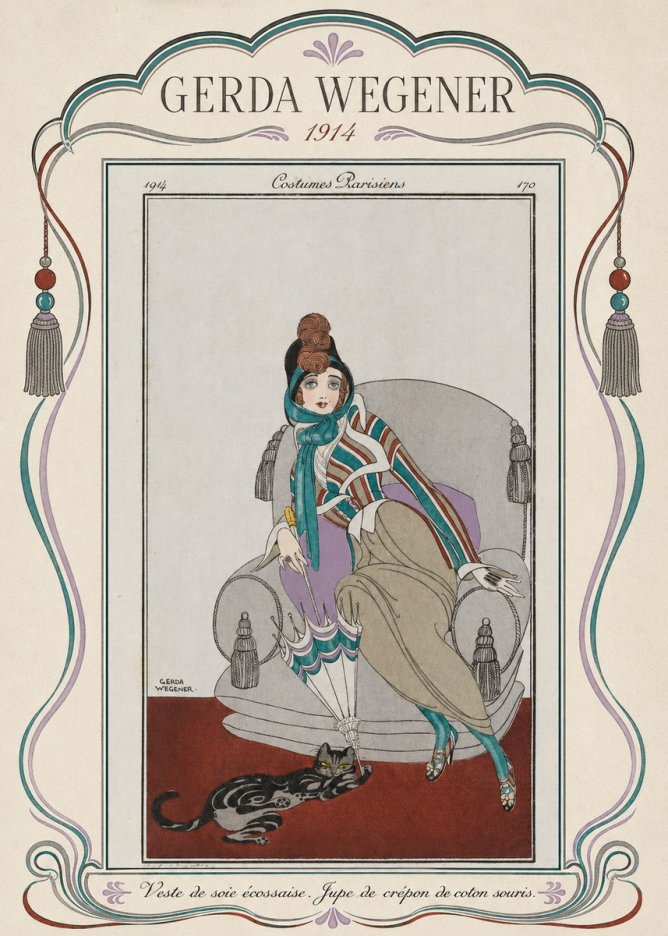 Gerda Wegener Veste De Soie Écossaise. Jupe De Crépon De Coton Souris. No4 - Plakát