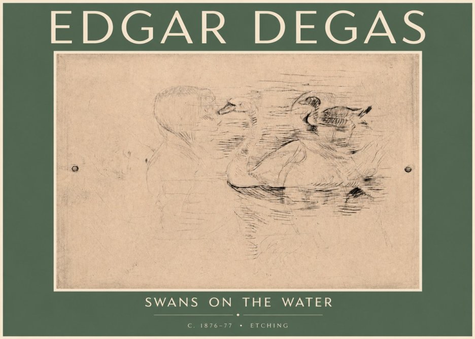 Edgar Degas Swans on the Water No4 - Plakát
