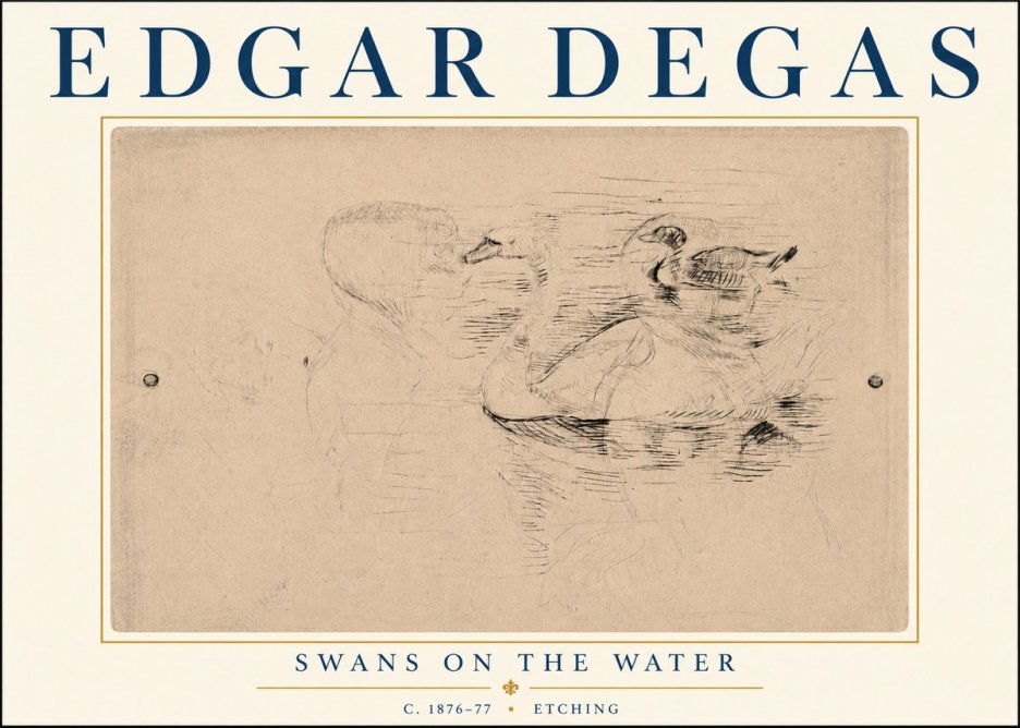Edgar Degas Swans on the Water No6 - Plakát