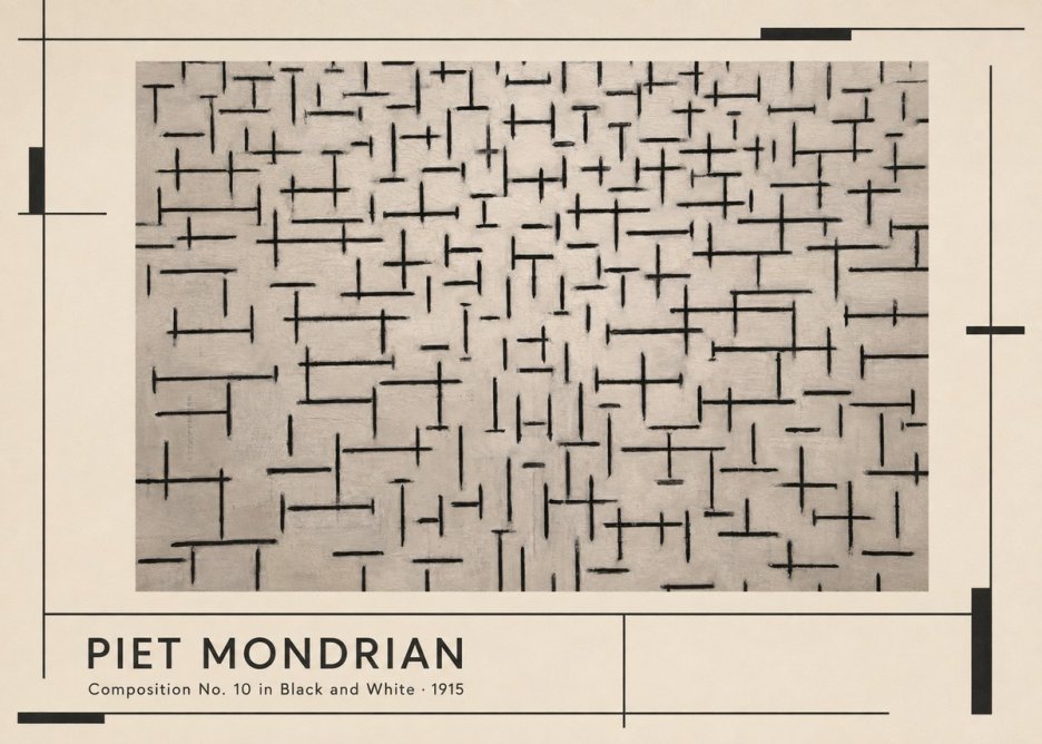 Piet Mondrian Composition No. 10 in Black and White No1 - Plakát