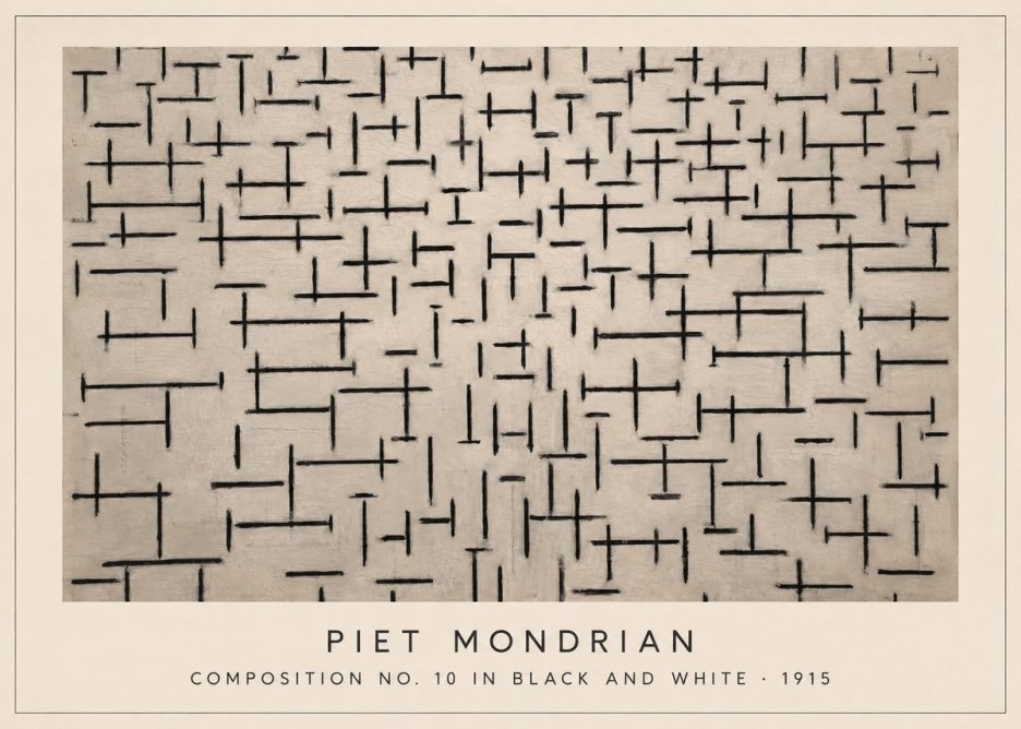 Piet Mondrian Composition No. 10 in Black and White No3 - Plakát