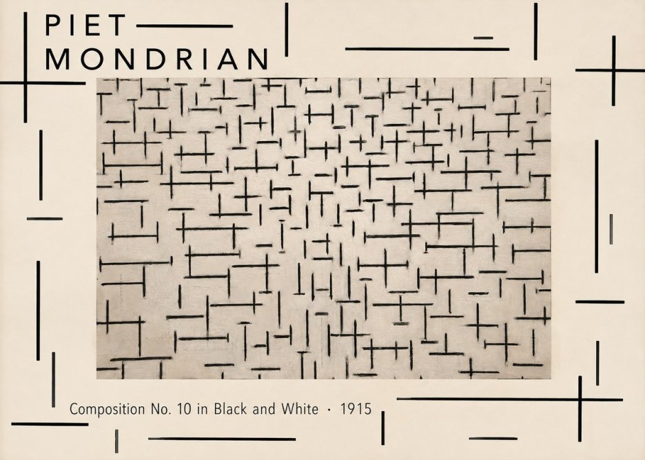 Piet Mondrian Composition No. 10 in Black and White No4 - Plakát