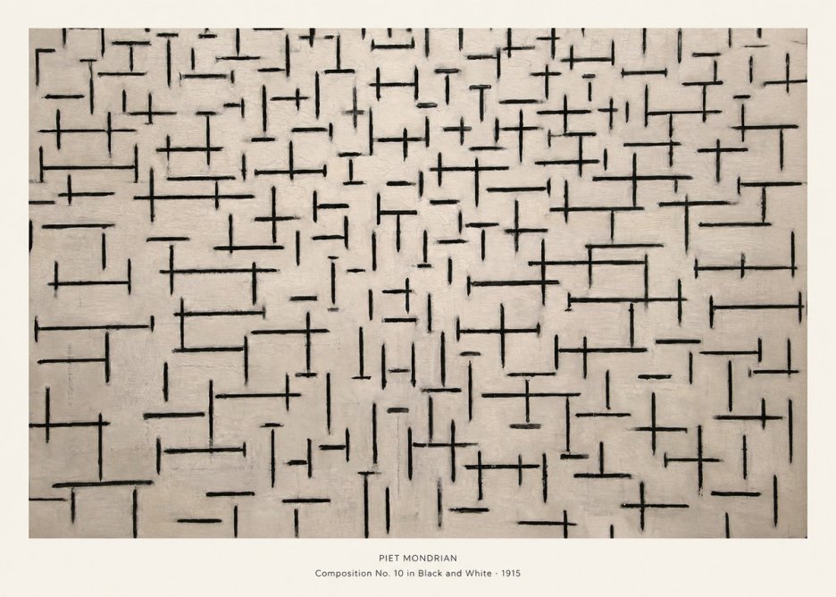 Piet Mondrian Composition No. 10 in Black and White No5 - Plakát