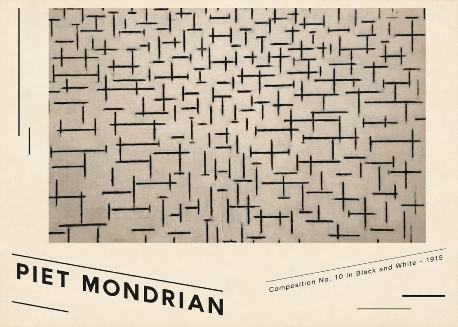 Piet Mondrian Composition No. 10 in Black and White No6 - Plakát