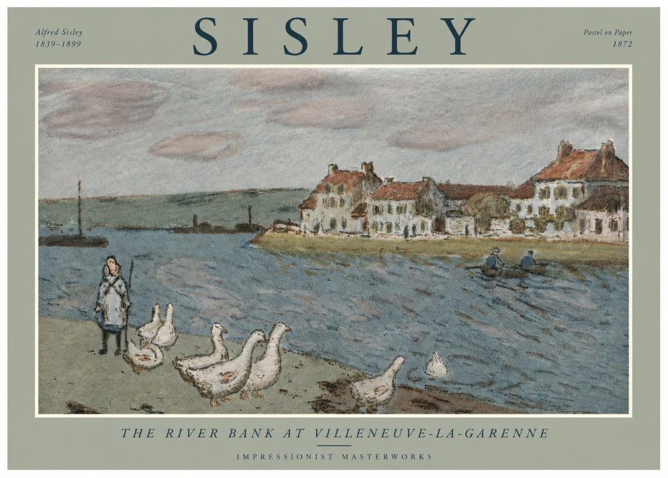 Sisley The River Bank at Villeneuve-la-garenne No4 - Plakát