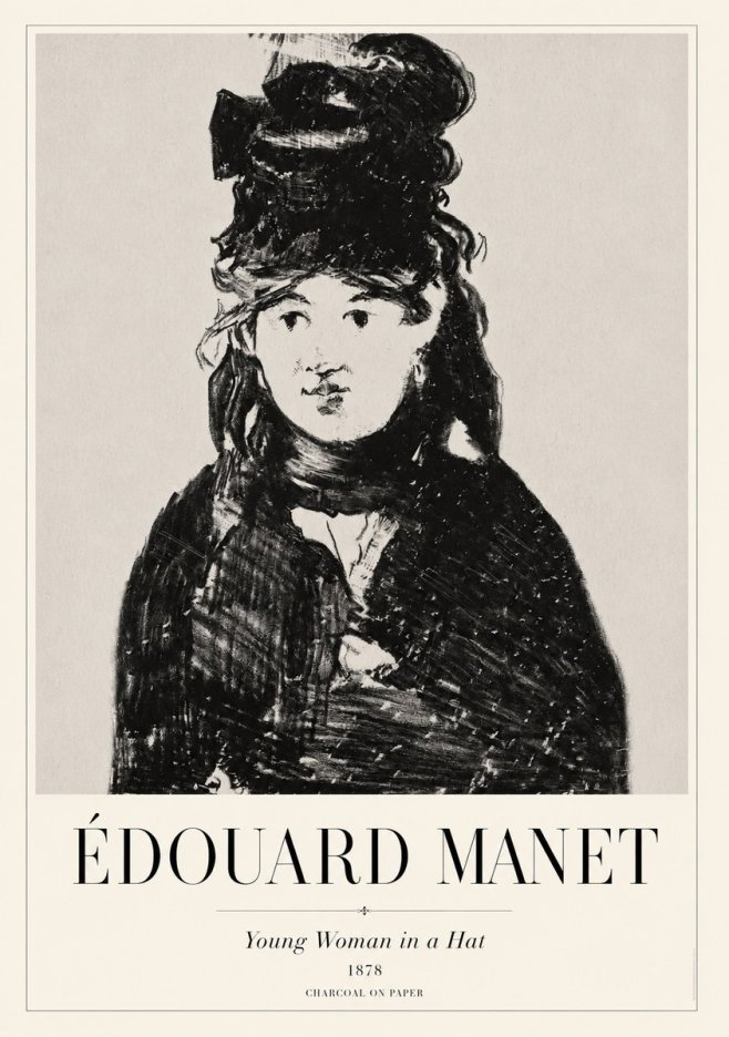 Édouard Manet Young Woman in a Hat III No1 - Plakát