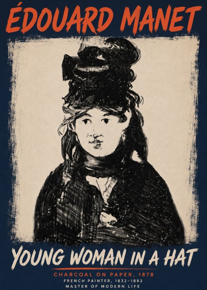 Édouard Manet Young Woman in a Hat III No4 - Plakát