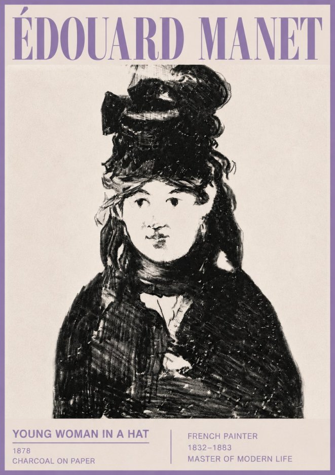 Édouard Manet Young Woman in a Hat III No5 - Plakát