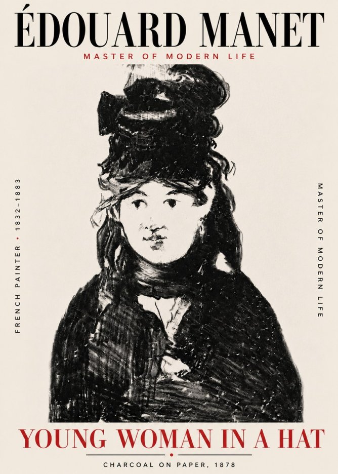 Édouard Manet Young Woman in a Hat III No6 - Plakát