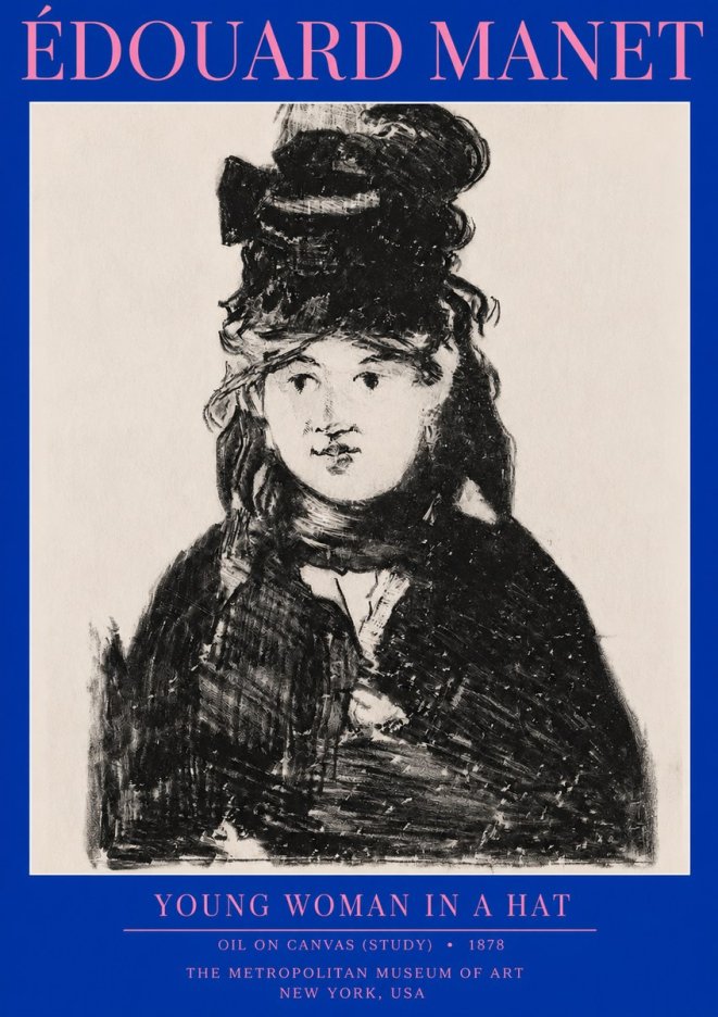 Édouard Manet Young Woman in a Hat IV No2 - Plakát