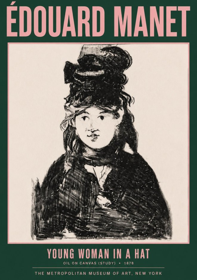 Édouard Manet Young Woman in a Hat IV No3 - Plakát