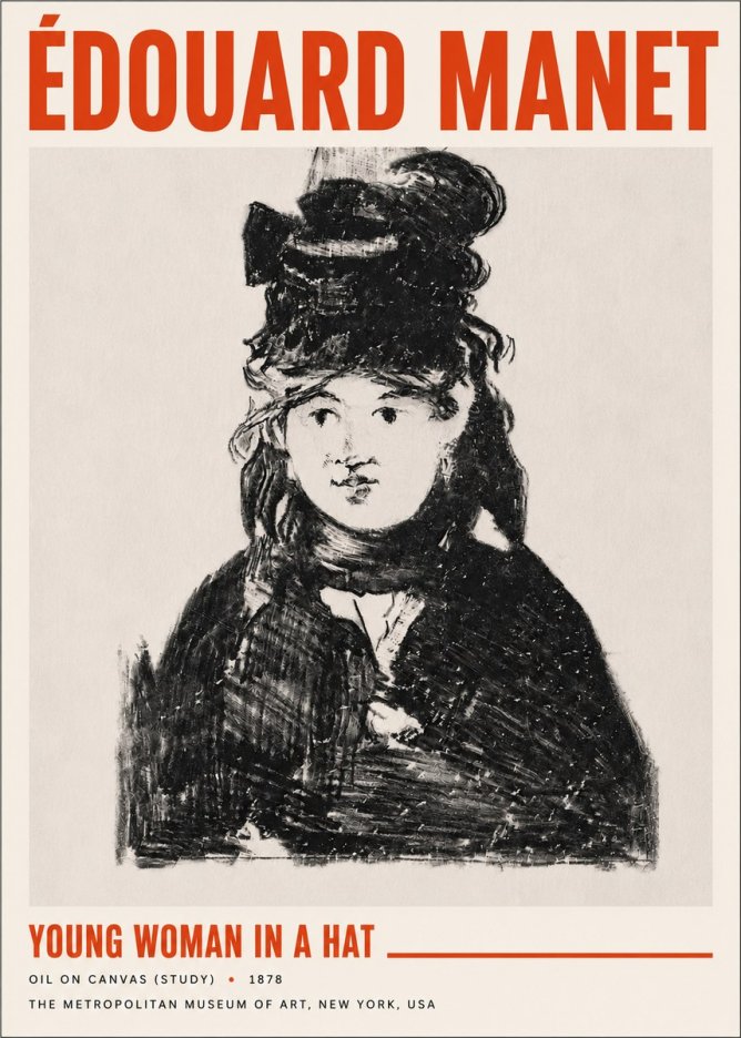 Édouard Manet Young Woman in a Hat IV No5 - Plakát