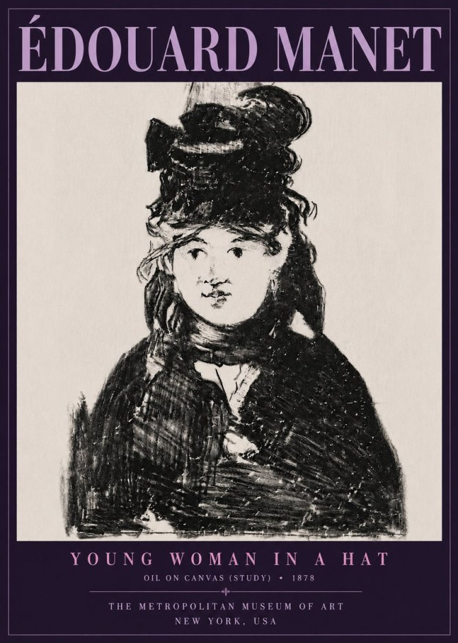 Édouard Manet Young Woman in a Hat IV No6 - Plakát