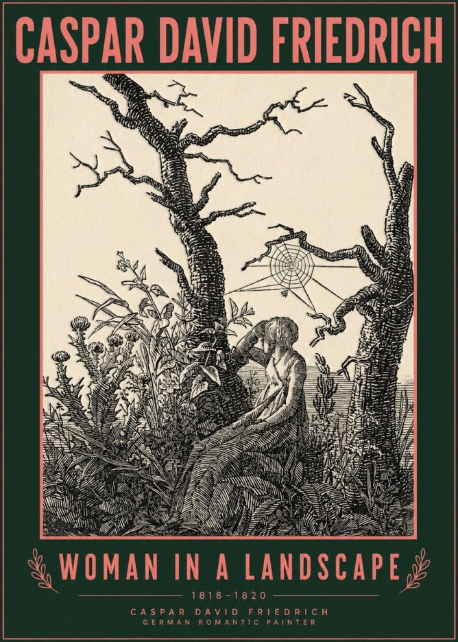 Caspar David Friedrich Woman in a Landscape No2 - Plakát