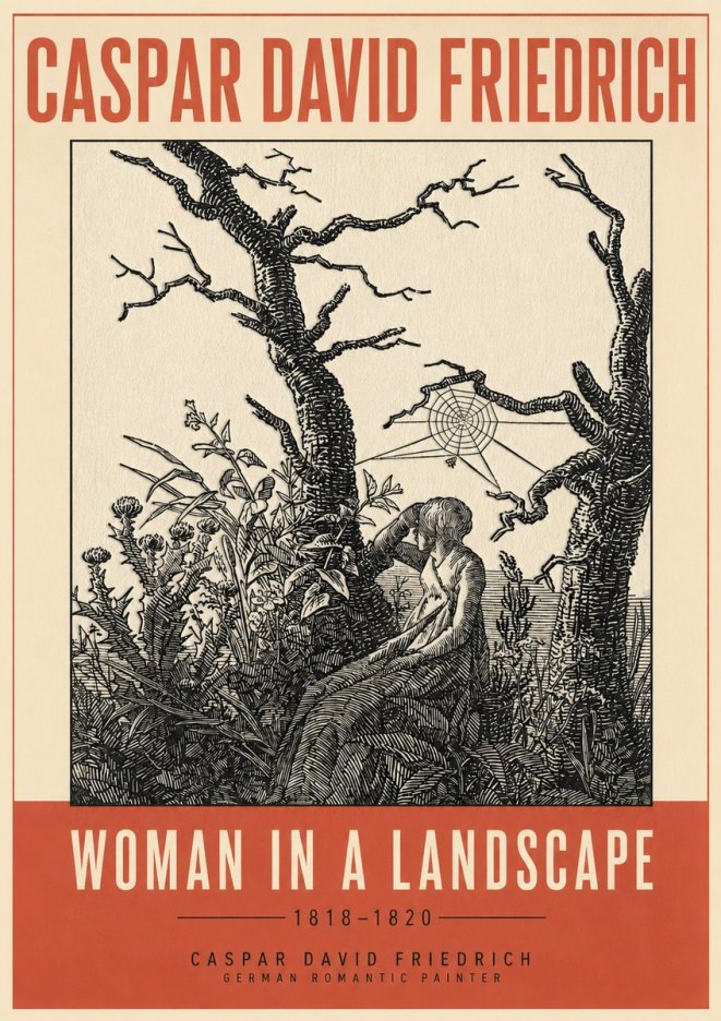 Caspar David Friedrich Woman in a Landscape No3 - Plakát