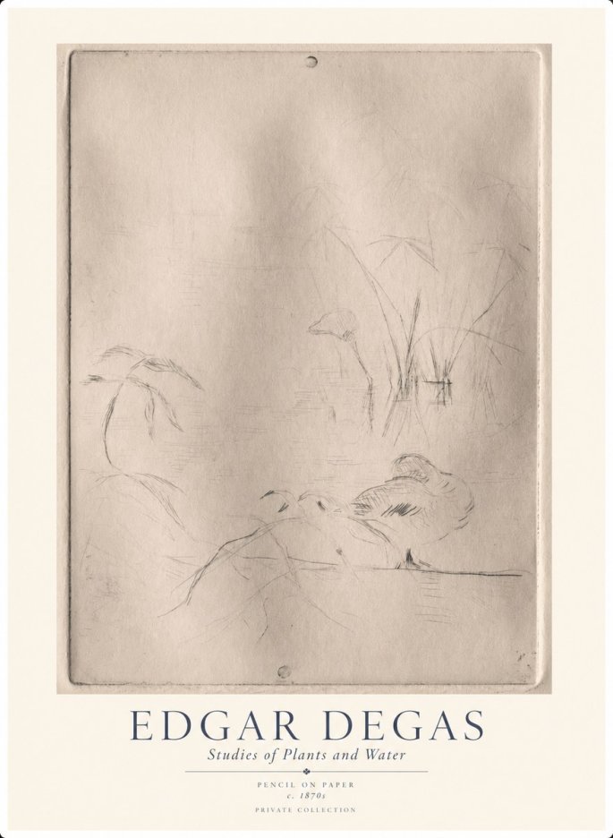 Edgar Degas Studies of Plants and Water No1 - Plakát