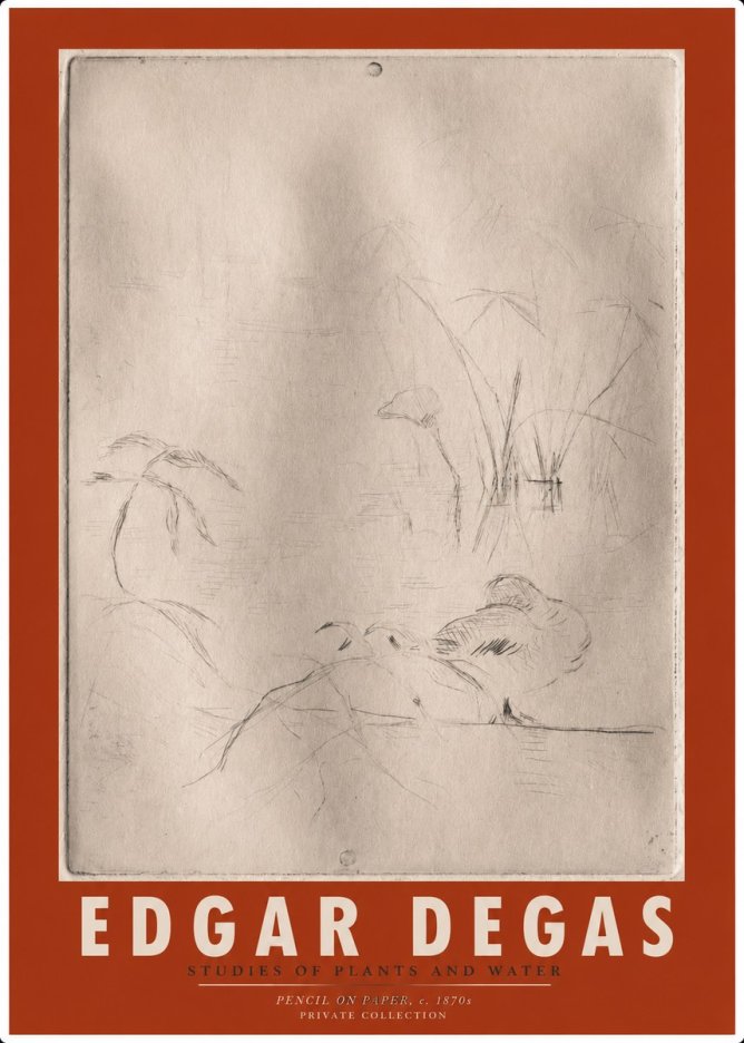 Edgar Degas Studies of Plants and Water No2 - Plakát