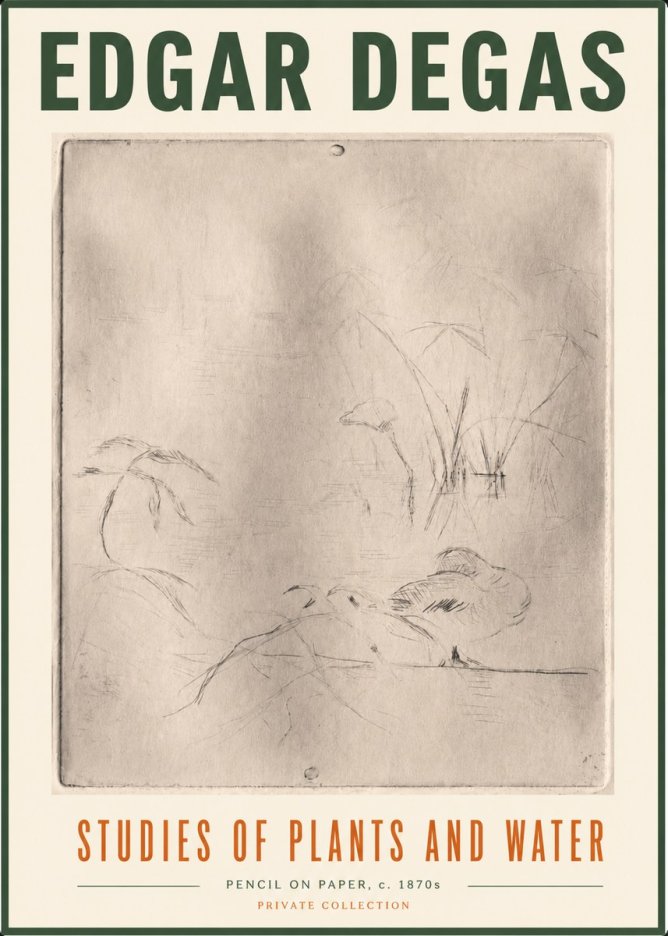 Edgar Degas Studies of Plants and Water No5 - Plakát