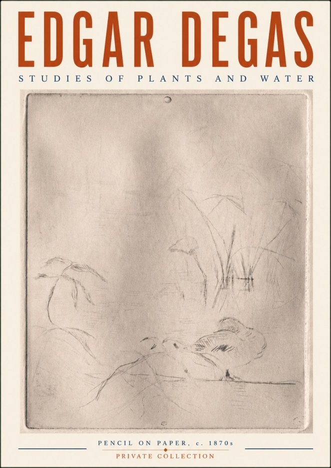 Edgar Degas Studies of Plants and Water No6 - Plakát