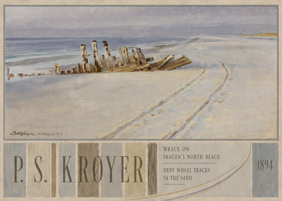P.S. Krøyer Wreck on Skagen's North Beach. Deep Wheel Tracks in the Sand No3 - Plakát