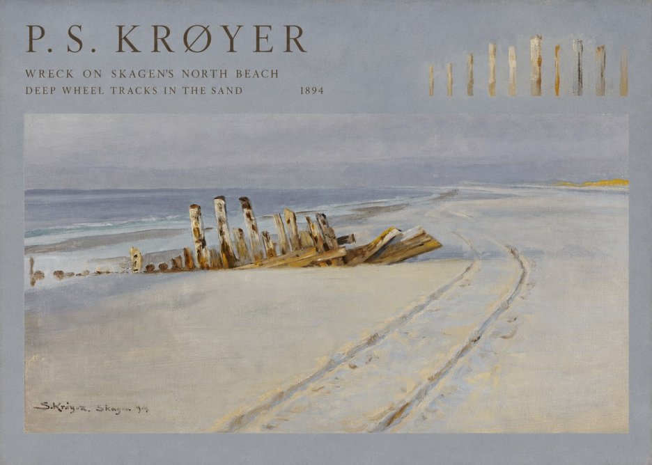 P.S. Krøyer Wreck on Skagen's North Beach. Deep Wheel Tracks in the Sand No4 - Plakát