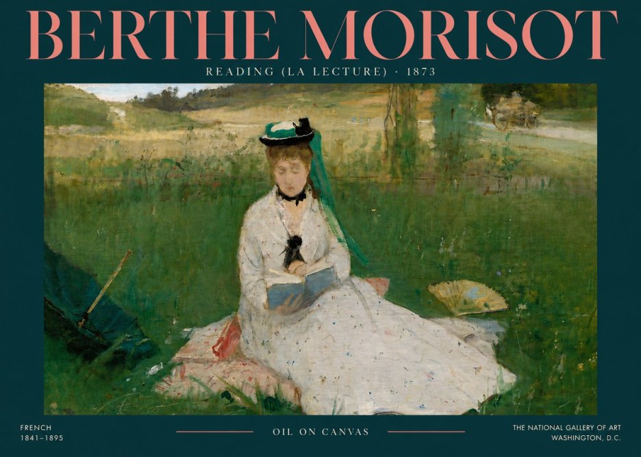 Berthe Morisot Reading (La Lecture) No4 - Plakát