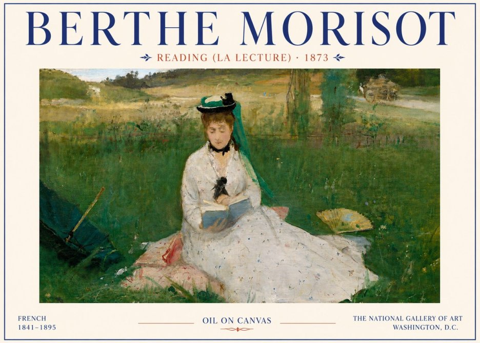 Berthe Morisot Reading (La Lecture) No6 - Plakát