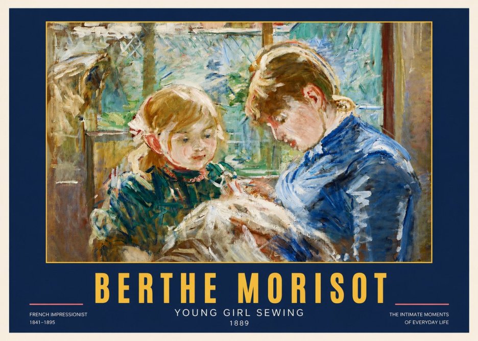 Berthe Morisot Young Girl Sewing No2 - Plakát
