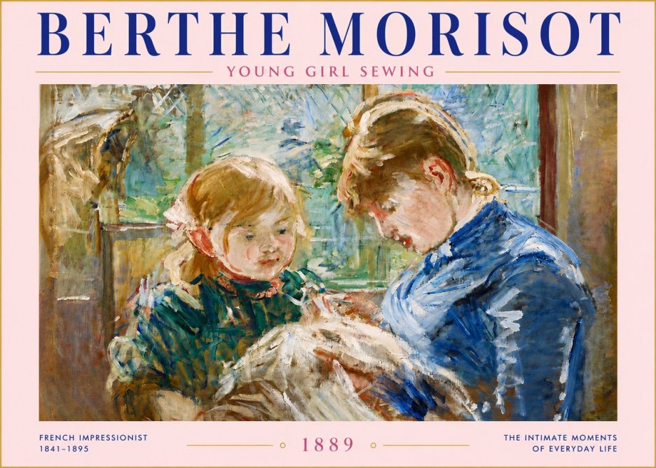 Berthe Morisot Young Girl Sewing No5 - Plakát