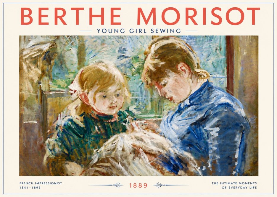 Berthe Morisot Young Girl Sewing No6 - Plakát