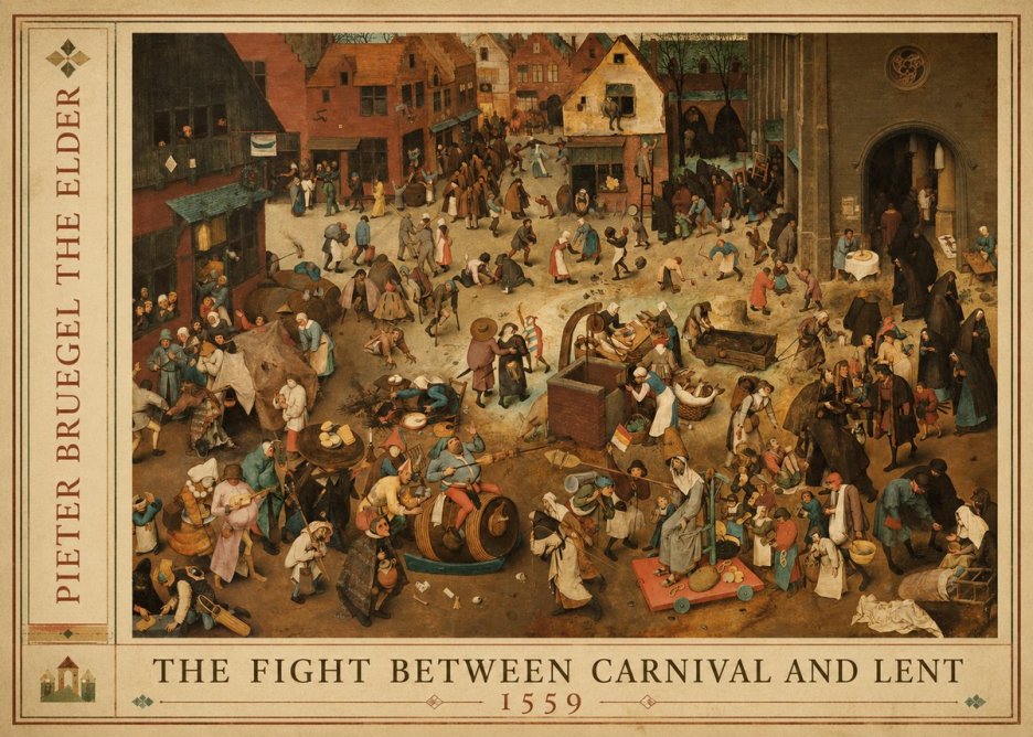 Pieter Bruegel The Fight Between Carnival and Lent III No2 - Plakát