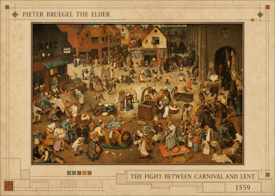 Pieter Bruegel The Fight Between Carnival and Lent III No4 - Plakát