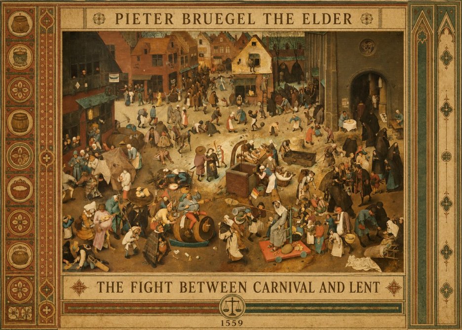 Pieter Bruegel The Fight Between Carnival and Lent III No6 - Plakát