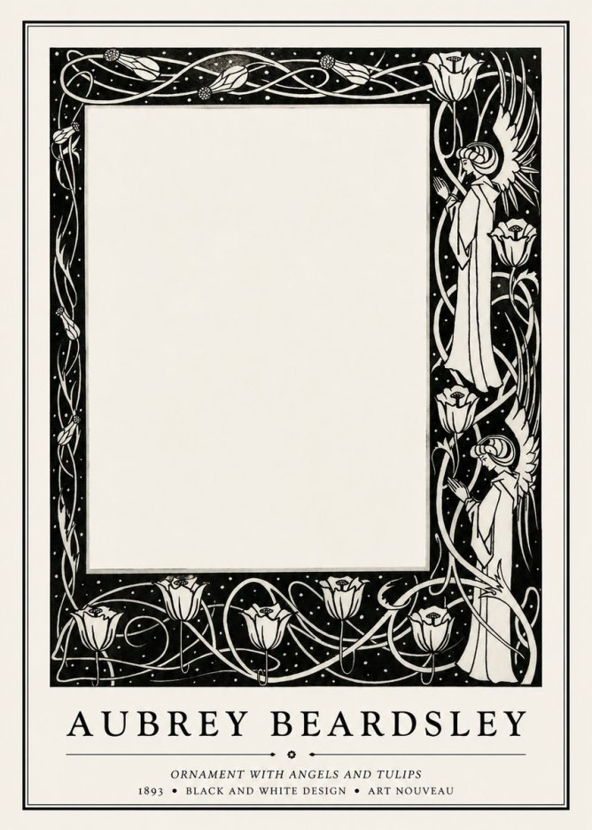 Aubrey Beardsley Ornament with Angels and Tulips No1 - Plakát