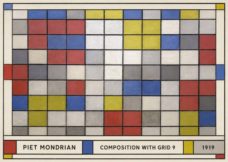 Piet Mondrian Composition with Grid 9 No1 - Plakát
