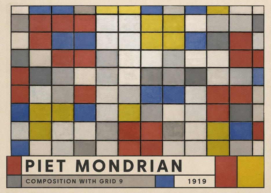Piet Mondrian Composition with Grid 9 No3 - Plakát
