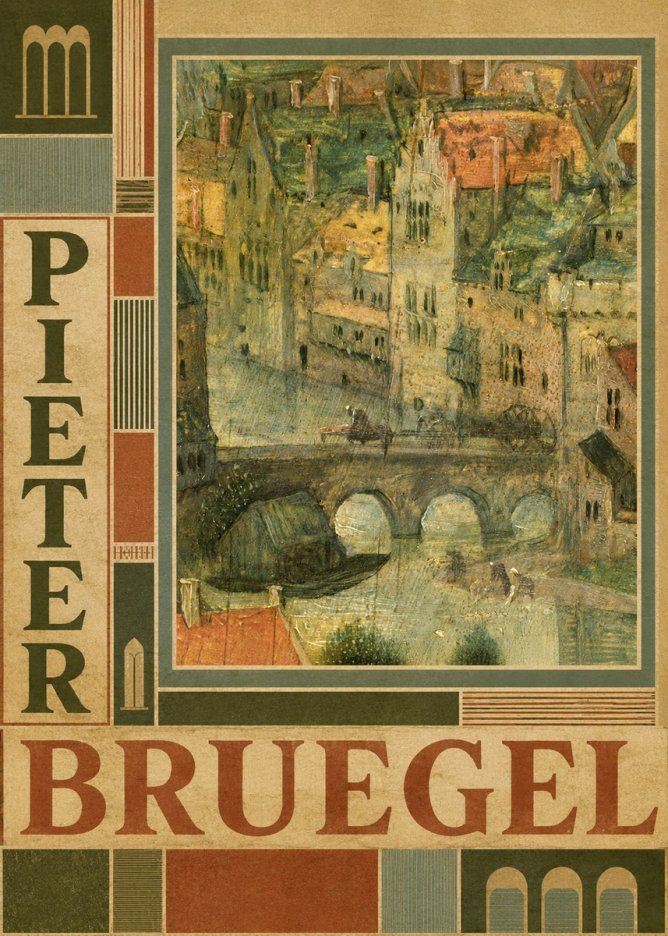 Pieter Bruegel Cityscape with Bridge No3 - Plakát