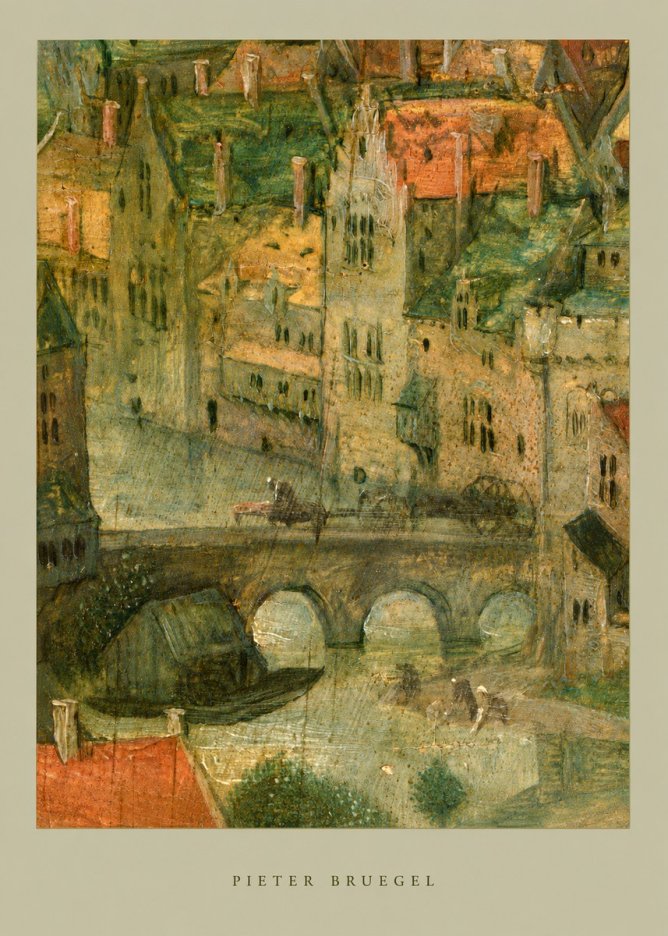 Pieter Bruegel Cityscape with Bridge No6 - Plakát