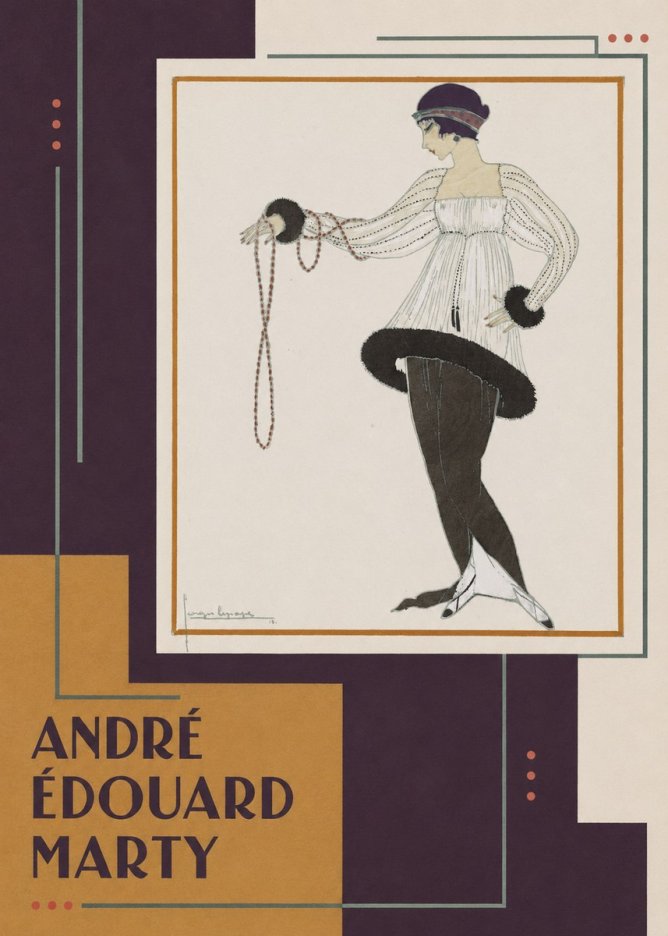 André Édouard Marty Elegant Woman with Pearl Necklace No5 - Plakát